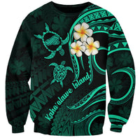 Polynesian Hawaii Sweatshirt Kahoolawe Islands with Pacific Plumeria Turquoise Vibe - Wonder Print Shop