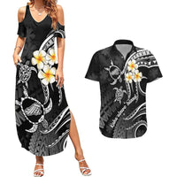 Polynesian Hawaii Couples Summer Maxi Dress and Hawaiian Shirt Kahoolawe Islands with Pacific Plumeria White Vibe LT9 - Wonder Print Shop