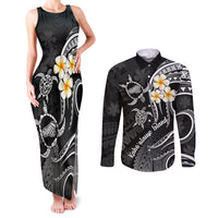 Polynesian Hawaii Couples Matching Tank Maxi Dress and Long Sleeve Button Shirts Kahoolawe Islands with Pacific Plumeria White Vibe LT9 - Wonder Print Shop