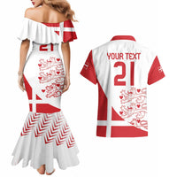 Custom Denmark Football Couples Matching Mermaid Dress and Hawaiian Shirt Come On Danish Dynamite LT9 - Wonder Print Shop