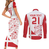 Custom Denmark Football Couples Matching Short Sleeve Bodycon Dress and Long Sleeve Button Shirt Come On Danish Dynamite LT9 - Wonder Print Shop