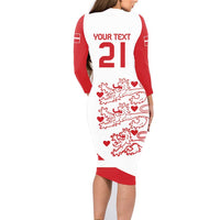Custom Denmark Football Family Matching Long Sleeve Bodycon Dress and Hawaiian Shirt Come On Danish Dynamite LT9 - Wonder Print Shop