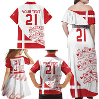 Custom Denmark Football Family Matching Off Shoulder Maxi Dress and Hawaiian Shirt Come On Danish Dynamite LT9 - Wonder Print Shop