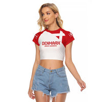Custom Denmark Football Raglan Cropped T Shirt Come On Danish Dynamite - Wonder Print Shop