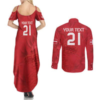 Custom Denmark Football Couples Matching Summer Maxi Dress and Long Sleeve Button Shirt With Coat of Arm LT9 - Wonder Print Shop