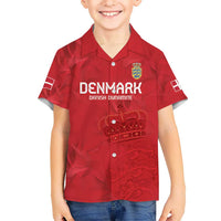 Custom Denmark Football Kid Hawaiian Shirt With Coat of Arm - Wonder Print Shop