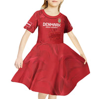 Custom Denmark Football Kid Short Sleeve Dress With Coat of Arm - Wonder Print Shop