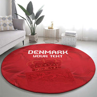 Custom Denmark Football Round Carpet With Coat of Arm