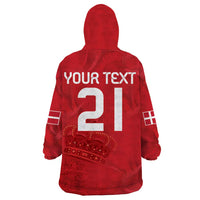 Custom Denmark Football Wearable Blanket Hoodie With Coat of Arm - Wonder Print Shop