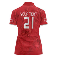 Custom Denmark Football Women Polo Shirt With Coat of Arm - Wonder Print Shop