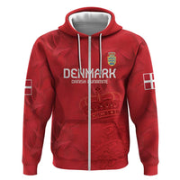 Custom Denmark Football Zip Hoodie With Coat of Arm - Wonder Print Shop