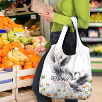 Denmark Mute Swan Grocery Bag With Chamomile Daisy Flowers