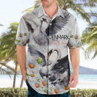 Denmark Mute Swan Hawaiian Shirt With Chamomile Daisy Flowers - Wonder Print Shop