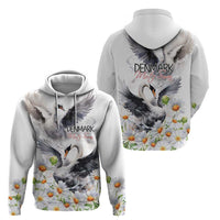 Denmark Mute Swan Hoodie With Chamomile Daisy Flowers - Wonder Print Shop