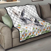 Denmark Mute Swan Quilt With Chamomile Daisy Flowers - Wonder Print Shop