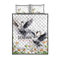 Denmark Mute Swan Quilt Bed Set With Chamomile Daisy Flowers - Wonder Print Shop