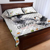 Denmark Mute Swan Quilt Bed Set With Chamomile Daisy Flowers - Wonder Print Shop