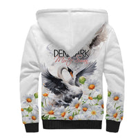 Denmark Mute Swan Sherpa Hoodie With Chamomile Daisy Flowers - Wonder Print Shop