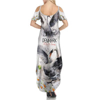 Denmark Mute Swan Summer Maxi Dress With Chamomile Daisy Flowers - Wonder Print Shop