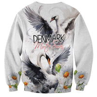 Denmark Mute Swan Sweatshirt With Chamomile Daisy Flowers - Wonder Print Shop