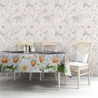 Denmark Mute Swan Tablecloth With Chamomile Daisy Flowers - Wonder Print Shop