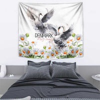 Denmark Mute Swan Tapestry With Chamomile Daisy Flowers - Wonder Print Shop