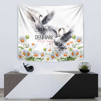 Denmark Mute Swan Tapestry With Chamomile Daisy Flowers - Wonder Print Shop