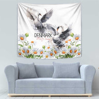 Denmark Mute Swan Tapestry With Chamomile Daisy Flowers - Wonder Print Shop