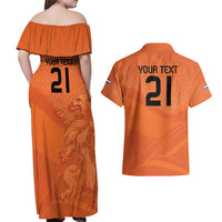 Custom Netherlands Oranje Football Couples Matching Off Shoulder Maxi Dress and Hawaiian Shirt Come On Het Nederlands Elftal LT9 - Wonder Print Shop