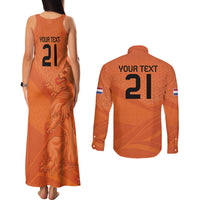 Custom Netherlands Oranje Football Couples Matching Tank Maxi Dress and Long Sleeve Button Shirt Come On Het Nederlands Elftal LT9 - Wonder Print Shop