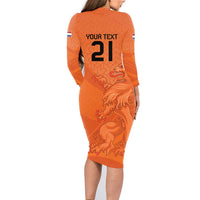 Custom Netherlands Oranje Football Family Matching Long Sleeve Bodycon Dress and Hawaiian Shirt Come On Het Nederlands Elftal LT9 - Wonder Print Shop