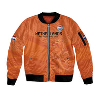 Custom Netherlands Oranje Football Sleeve Zip Bomber Jacket Come On Het Nederlands Elftal - Wonder Print Shop