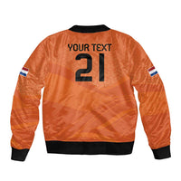 Custom Netherlands Oranje Football Sleeve Zip Bomber Jacket Come On Het Nederlands Elftal - Wonder Print Shop