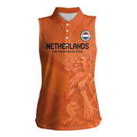 Custom Netherlands Oranje Football Women Sleeveless Polo Shirt Come On Het Nederlands Elftal - Wonder Print Shop