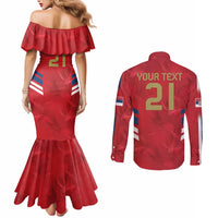 Custom Serbia Football Couples Matching Mermaid Dress and Long Sleeve Button Shirt Fudbalska reprezentacija Srbije