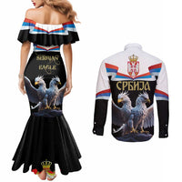 Serbia Silver Double-headed Eagle Couples Matching Mermaid Dress and Long Sleeve Button Shirt