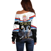 Serbia Silver Double-headed Eagle Off Shoulder Sweater - Wonder Print Shop