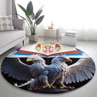 Serbia Silver Double-headed Eagle Round Carpet