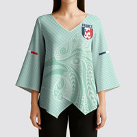 Custom France Coq Gaulois Heritage Kimono Sleeve Blouse Allez les Bleus Aux Armes