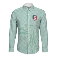 Custom France Coq Gaulois Heritage Long Sleeve Button Shirt Allez les Bleus Aux Armes