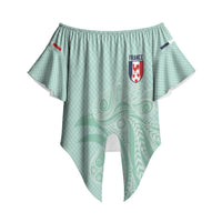Custom France Coq Gaulois Heritage Off Shoulder Wrap Waist Top Allez les Bleus Aux Armes