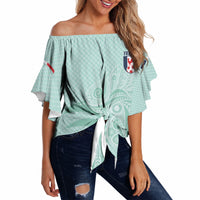 Custom France Coq Gaulois Heritage Off Shoulder Wrap Waist Top Allez les Bleus Aux Armes