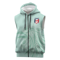Custom France Coq Gaulois Heritage Sleeveless Zip Hoodie Allez les Bleus Aux Armes