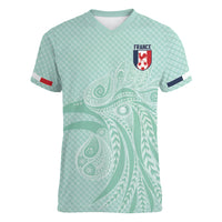 Custom France Coq Gaulois Heritage Women V-Neck T-Shirt Allez les Bleus Aux Armes