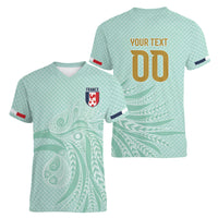 Custom France Coq Gaulois Heritage Women V-Neck T-Shirt Allez les Bleus Aux Armes