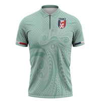 Custom France Coq Gaulois Heritage Zipper Polo Shirt Allez les Bleus Aux Armes