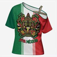 Custom Mexico Aztec Eagle Heritage Cross Shoulder Shirt iViva Mexico Canta y no llores