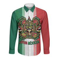 Custom Mexico Aztec Eagle Heritage Long Sleeve Button Shirt iViva Mexico Canta y no llores