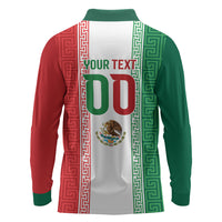 Custom Mexico Aztec Eagle Heritage Long Sleeve Polo Shirt iViva Mexico Canta y no llores