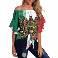 Custom Mexico Aztec Eagle Heritage Off Shoulder Wrap Waist Top iViva Mexico Canta y no llores